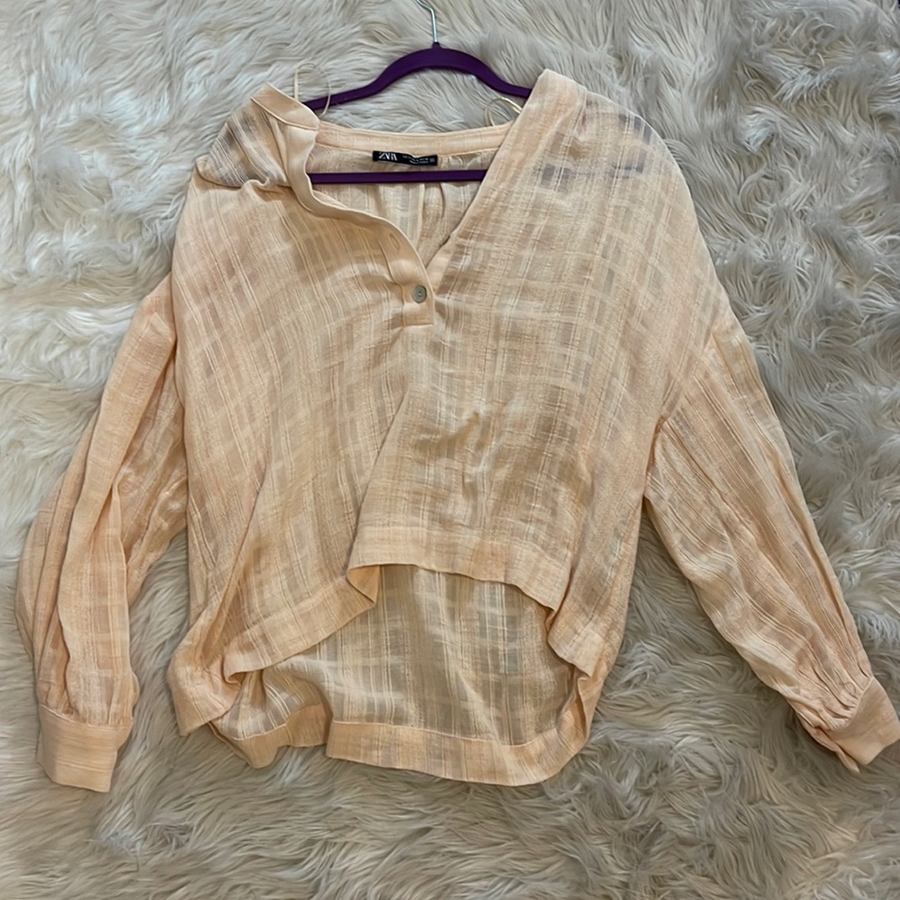 beachy button down zara top